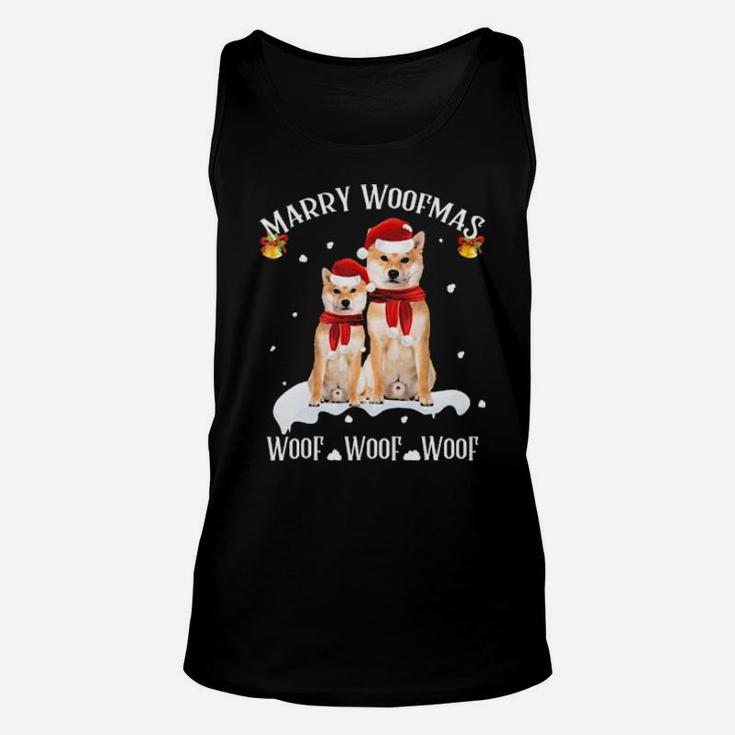 Cute Shiba Inu  Funny Marry Woofmas Dog Lovers Gift Unisex Tank Top