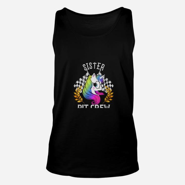 Cute Unicorn Sister Pit Crew For Racing Party Team Unisex Tank Top