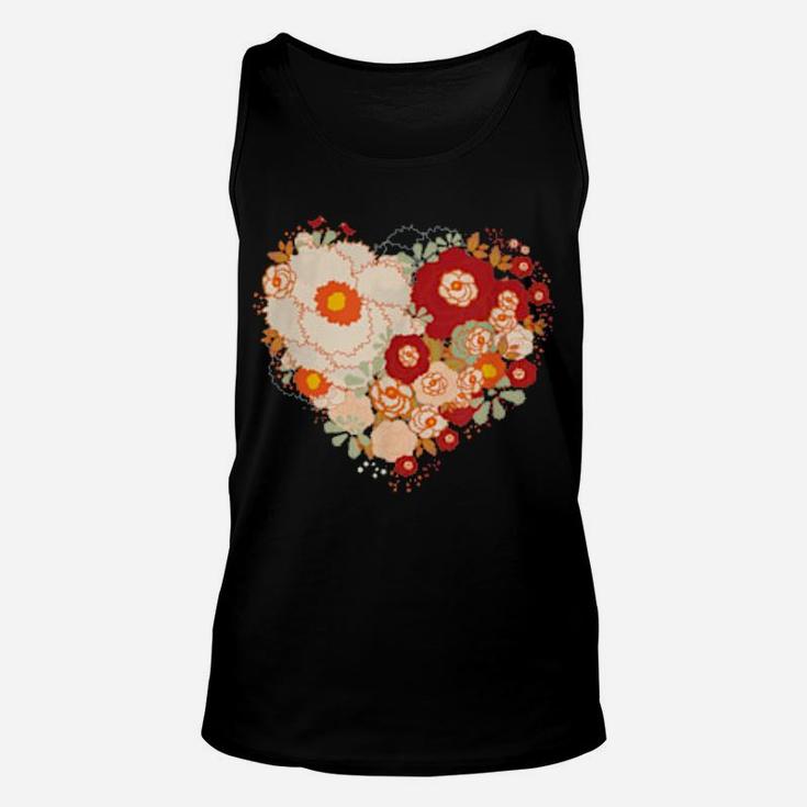 Cute Valentines Day Flowers Heart Unisex Tank Top