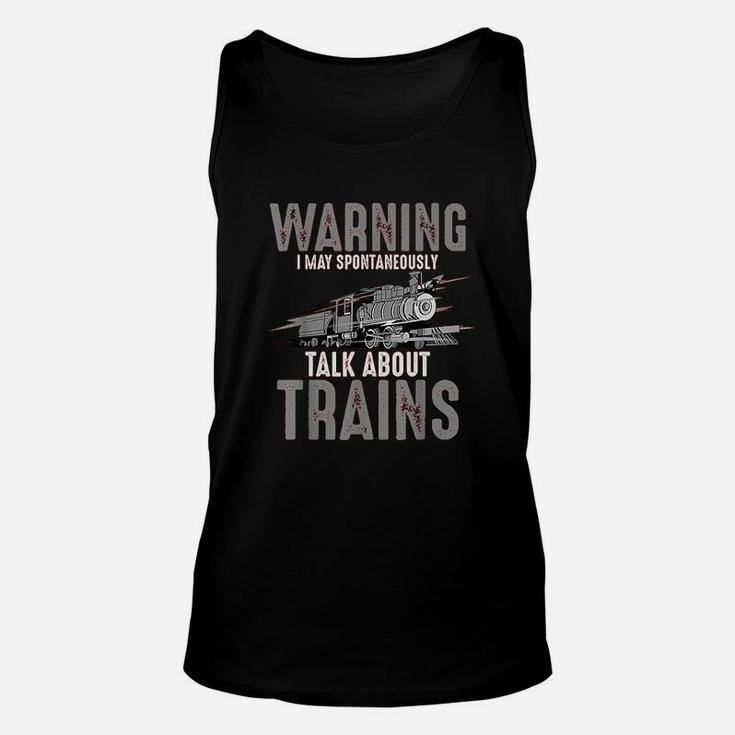 Cute Warning May Spontaneously Talk About Trains Unisex Tank Top