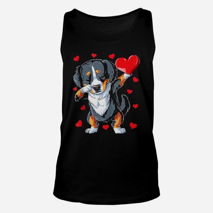 Dabbing Bernese Mountain Dog Heart Valentines Day Love Unisex Tank Top