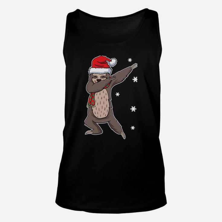 Dabbing Dab Funny Snowflakes Sloth Christmas Santa Claus Sweatshirt Unisex Tank Top