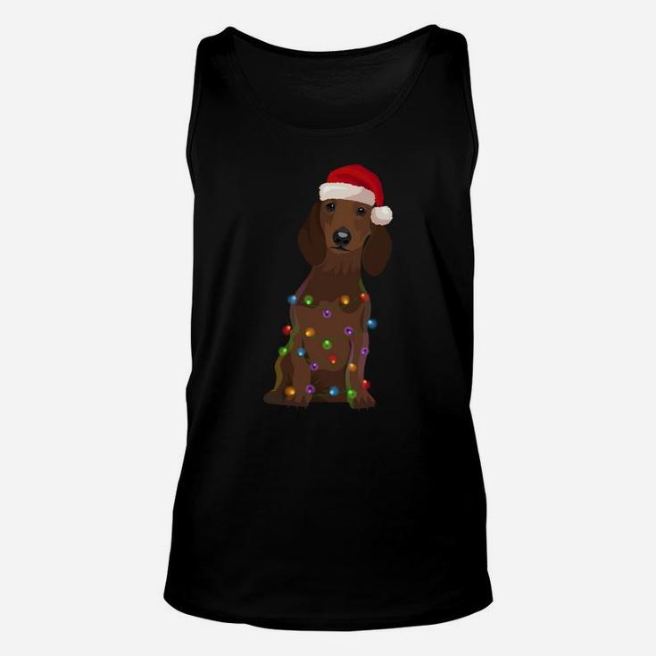 Dachshund Christmas Lights Xmas Dog Lover Sweatshirt Unisex Tank Top