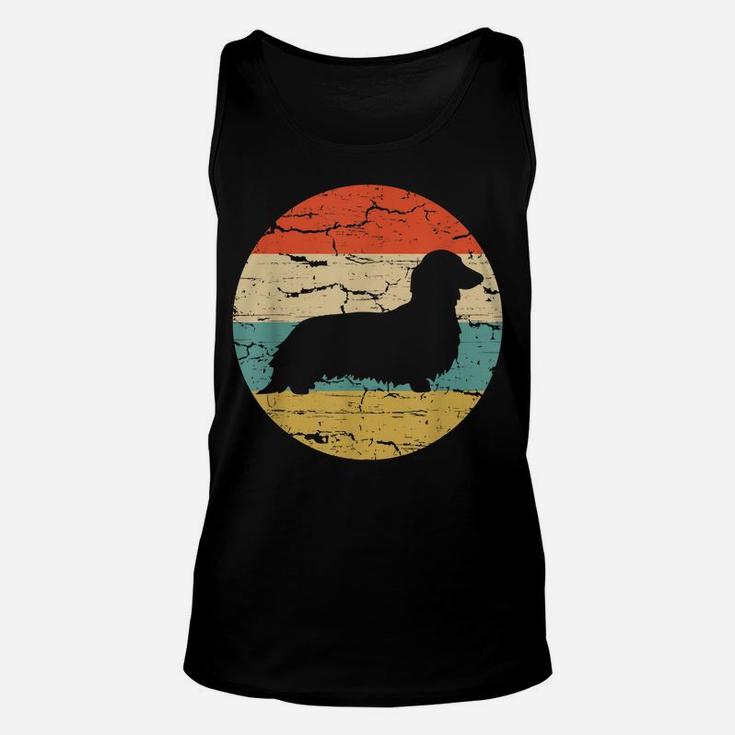 Dachshund Long Haired Dog Vintage Mom Dad Retro Gift Unisex Tank Top