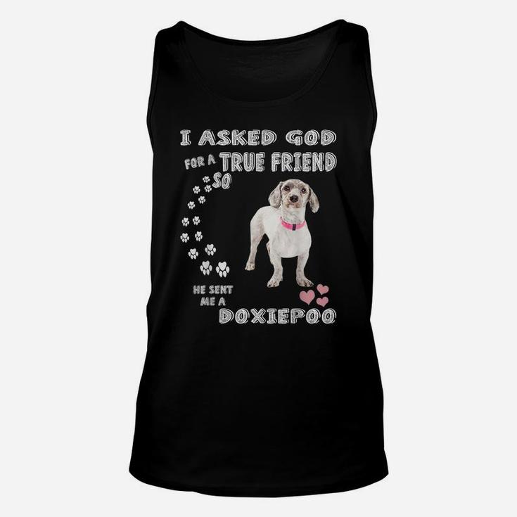 Dachshund Poodle Dog Mom, Doxiedoodle Dad Art, Cute Doxiepoo Unisex Tank Top