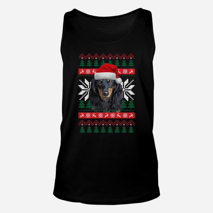 Dachshund Ugly Christmas Santa Hat Doxie Dog Xmas Gift Sweatshirt Unisex Tank Top