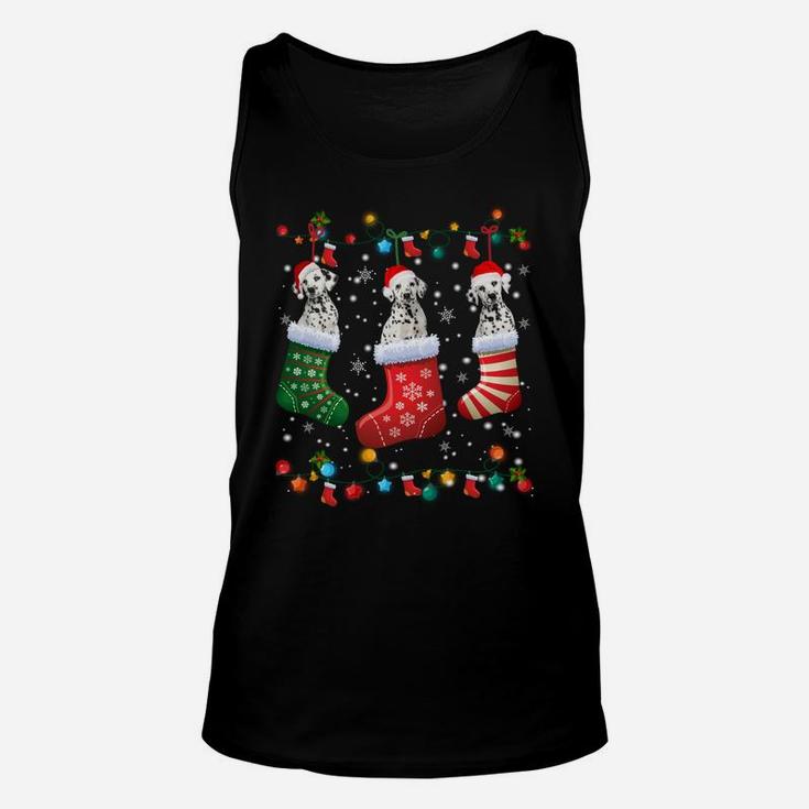 Dalmatian Christmas Socks Funny Xmas Pajama Dog Lover Gift Sweatshirt Unisex Tank Top