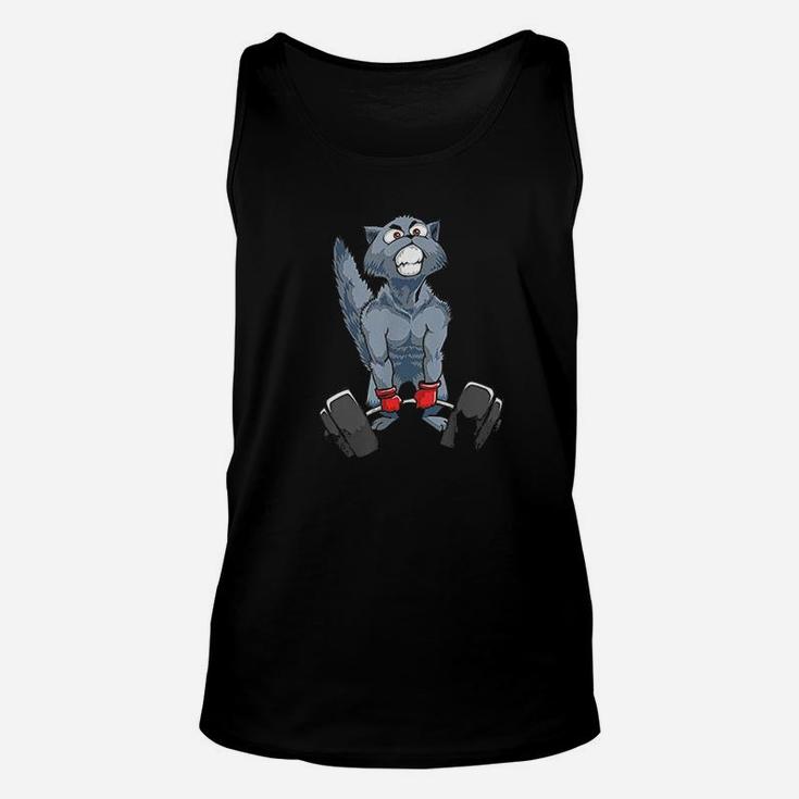 Deadlifting Cat Weightlifters Gym Workout Unisex Tank Top