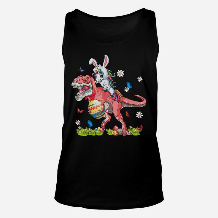 Dinosaur Easter Day Unicorn Riding T-Rex Bunny Costume Gift Unisex Tank Top