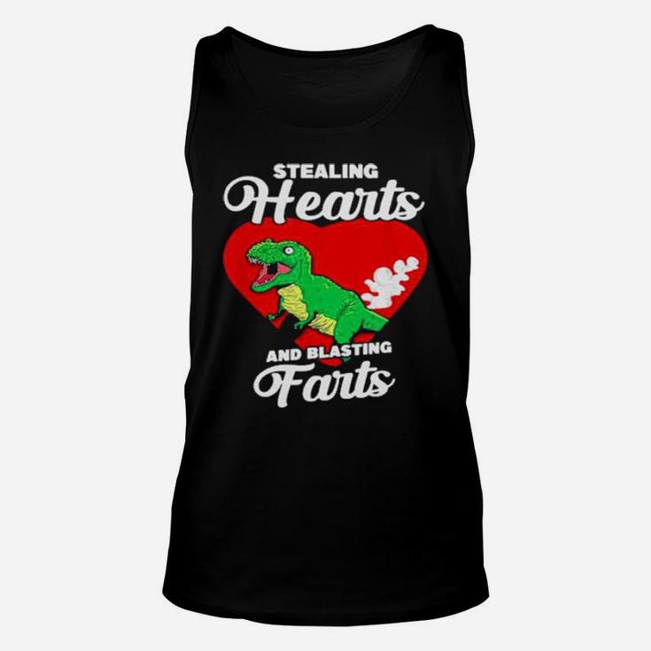 Dinosaurs Stealing Hearts And Blasting Farts Valentines Day Unisex Tank Top