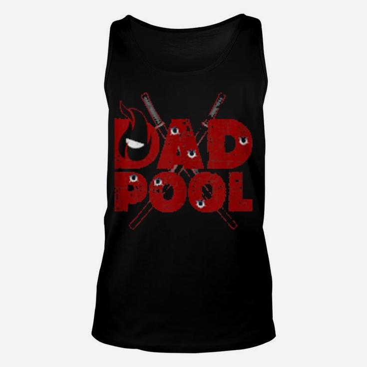 Distressed Dad Superhero Pool Parody Birthday Unisex Tank Top