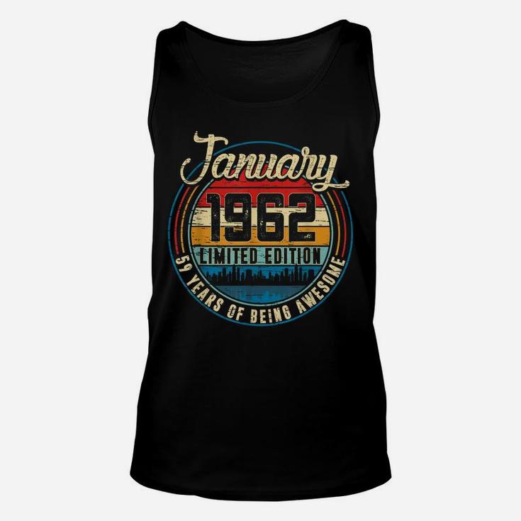 Distressed Retro January 1962 59Th Birthday Gift 59 Yrs Old Unisex Tank Top