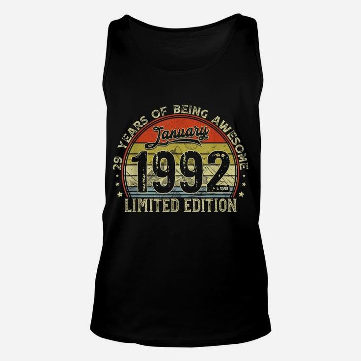 Distressed Retro January 1992 29Th Birthday Gift 29 Yrs Old Unisex Tank Top