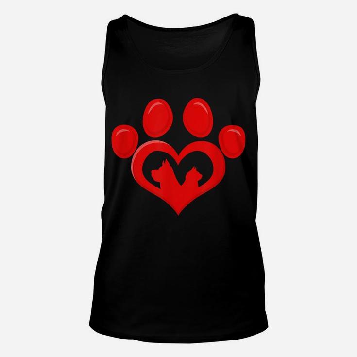 Dog And Cat Paw Love Heart For Dog And Cat Lovers Women's Unisex Tank Top