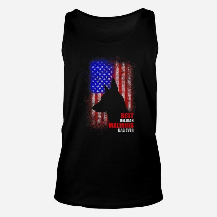 Dog Dad Ever American Flag Belgian Malinois Fathers Day Unisex Tank Top