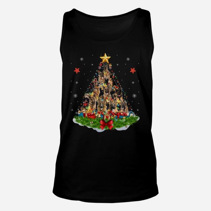 Dog Lover German Shepherd Christmas Tree Xmas Party Gift Sweatshirt Unisex Tank Top