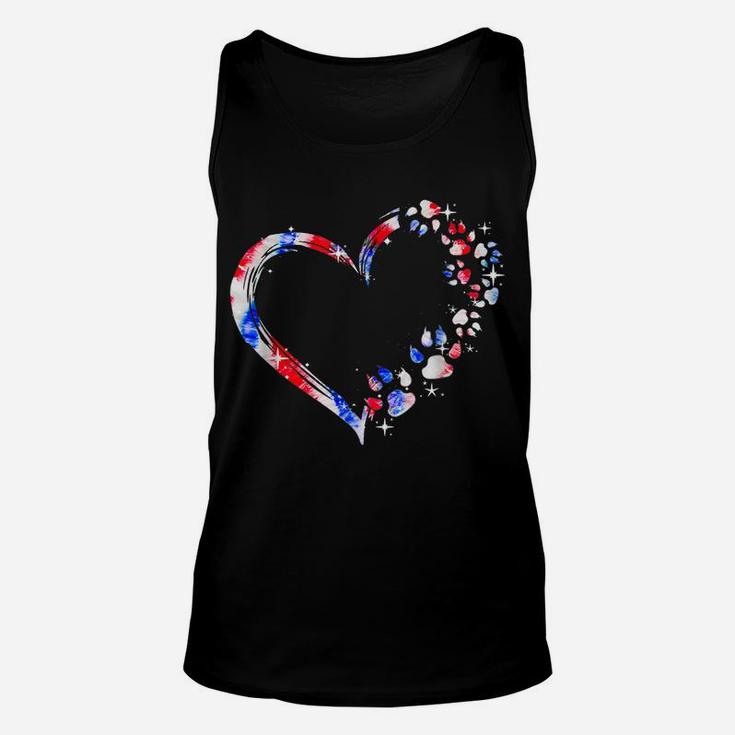 Dog Mom Dad Puppy Love Dogs Paw Heart Tie Dye 4Th Of July Unisex Tank Top
