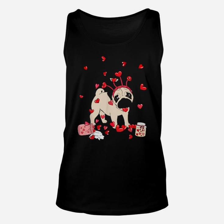 Dog Valentine Cute Pug Valentine's Day Unisex Tank Top