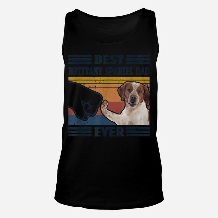 Dog Vintage Best Brittany Spaniel Dad Ever Father's Day Unisex Tank Top