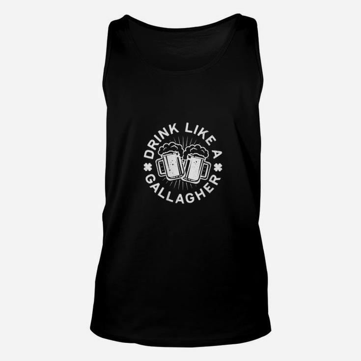 Drink Like A Gallagher Saint Patrick Day Shirt Unisex Tank Top