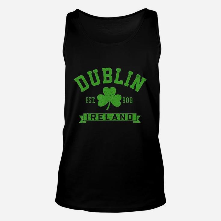 Dublin Ireland Est 988 Clover Leaf Shamrock St Patricks Day Unisex Tank Top