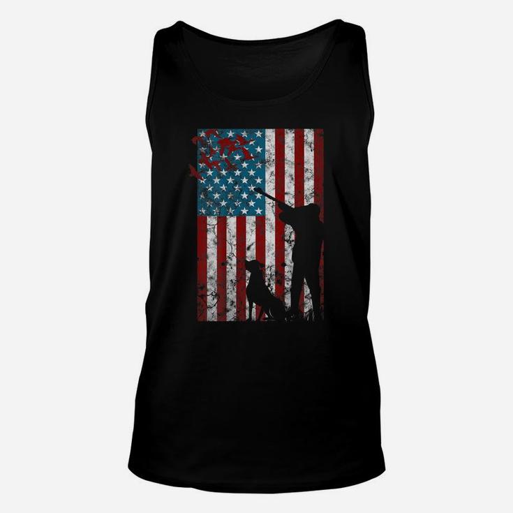 Duck Hunting Distressed Patriotic Gift American Usa Flag Unisex Tank Top