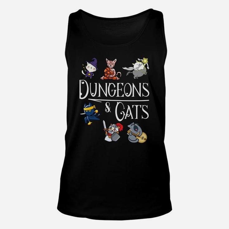 Dungeons And Cats Funny Dragon Cat Kitten Lover Kitty Gift Unisex Tank Top