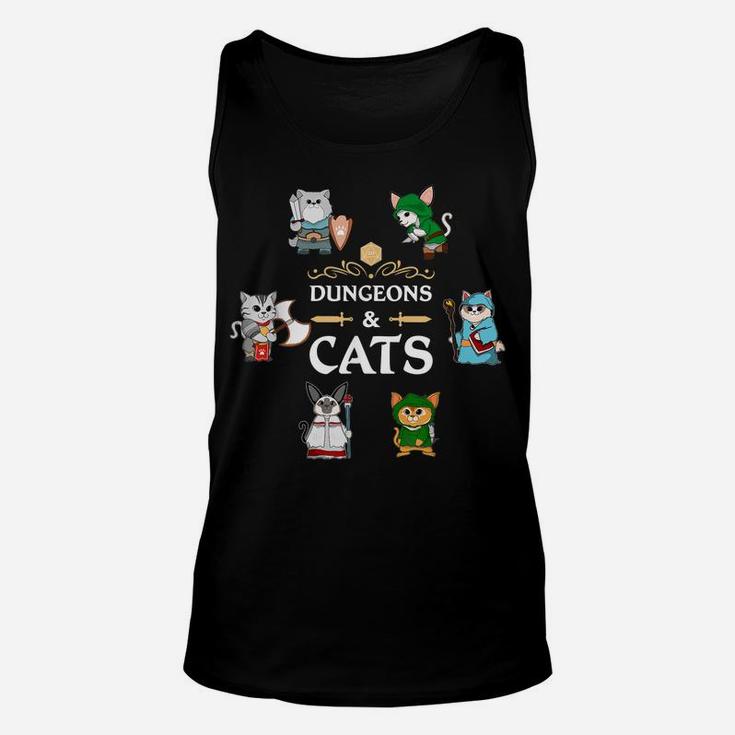 Dungeons And Cats Rpg D20 Anime Dragons Slayer Gamers Gift Unisex Tank Top