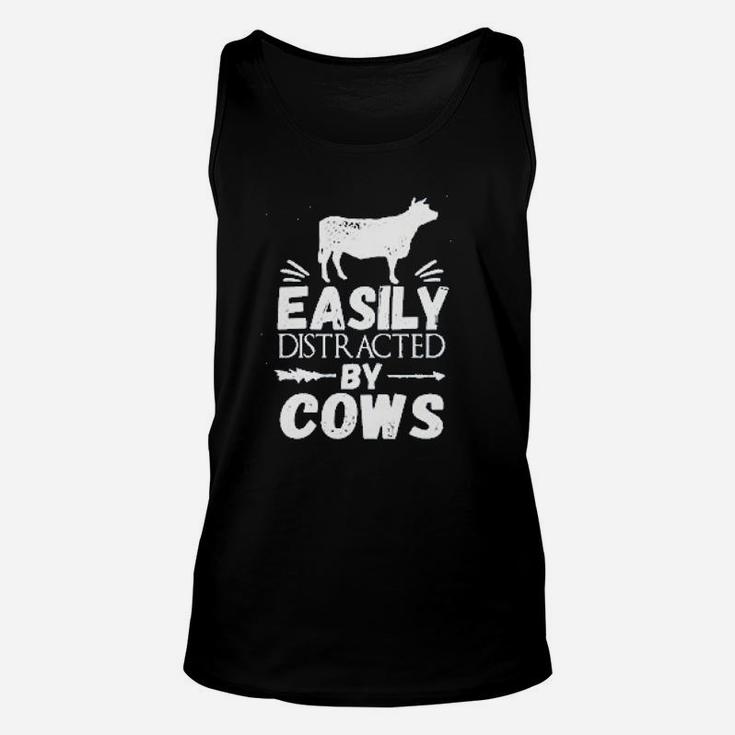 Easily Distracted By Cows Unisex Tank Top