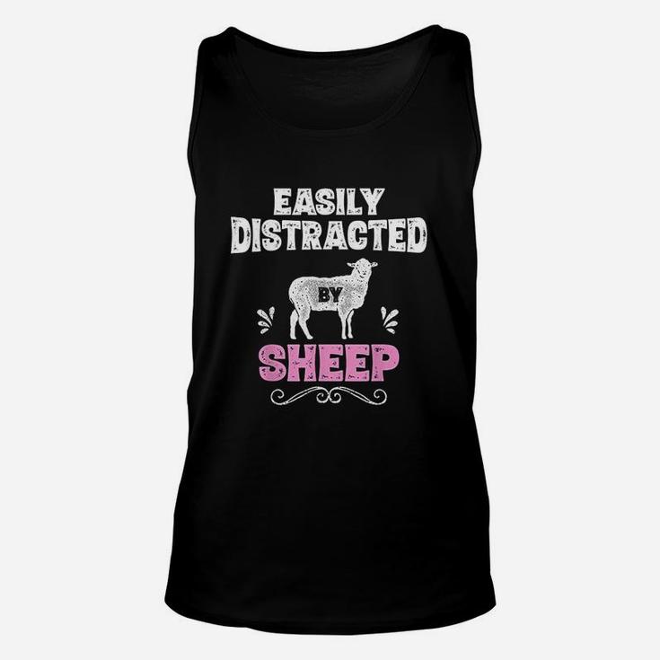 Easily Distracted By Sheep Unisex Tank Top