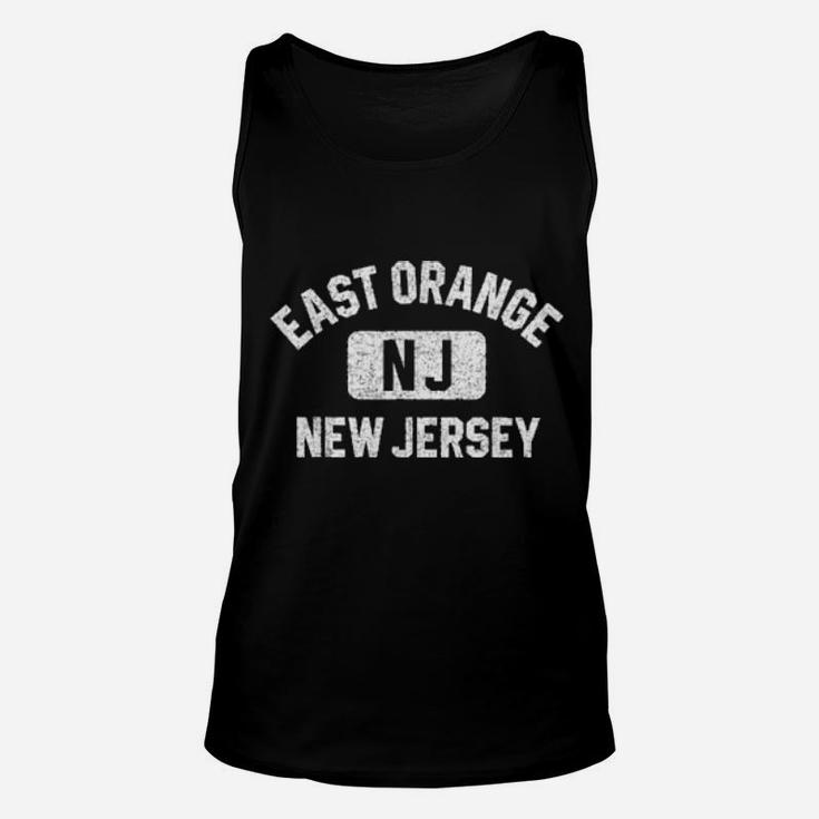 East Orange Nj New Jersey Gym Style Distressed White Print Unisex Tank Top