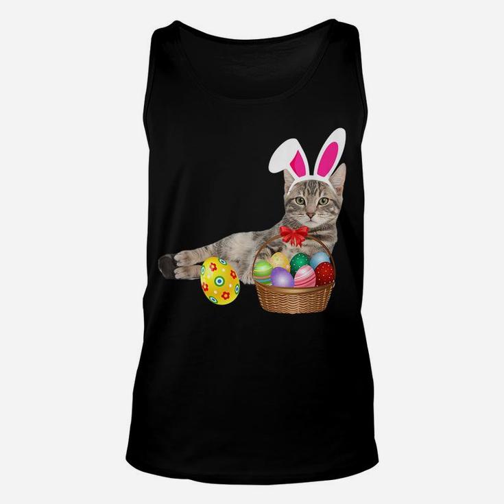 Easter Shirt Cat Funny Bunny Ears & Eggs Gift Unisex Tank Top