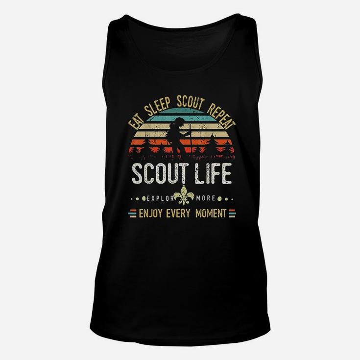 Eat Sleep Scout Repeat Vintage Scouting Life Unisex Tank Top