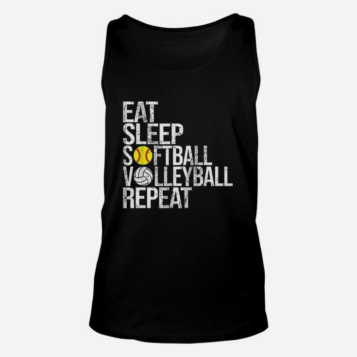 Eat Sleep Softball Volleyball Repeat Unisex Tank Top