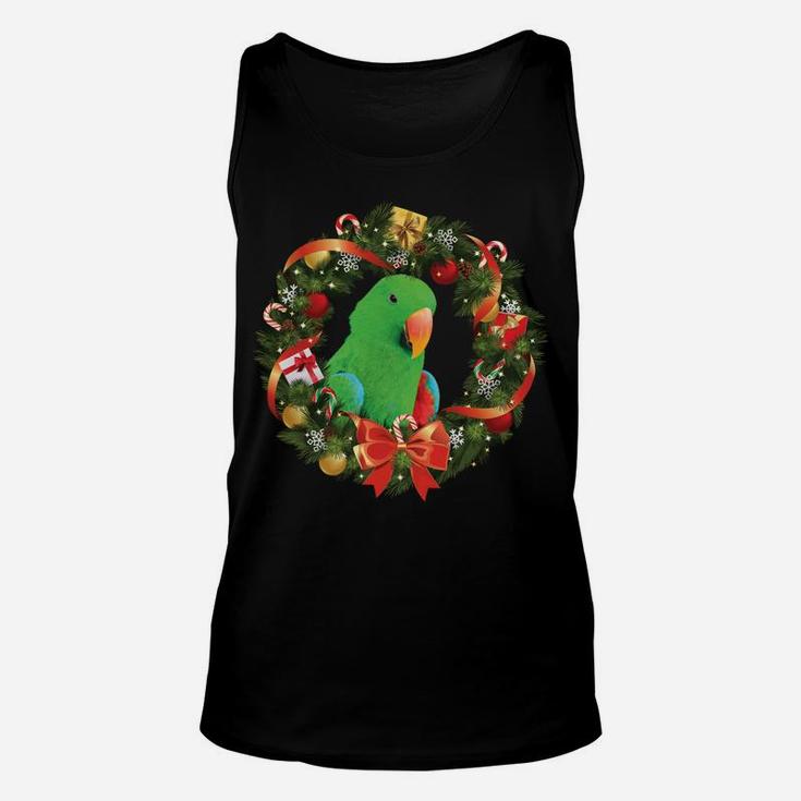 Eclectus Parrot Christmas Wreath Unisex Tank Top