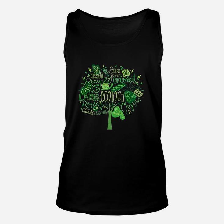 Ecology And Environmental With Green Tree Word Cloud Unisex Tank Top