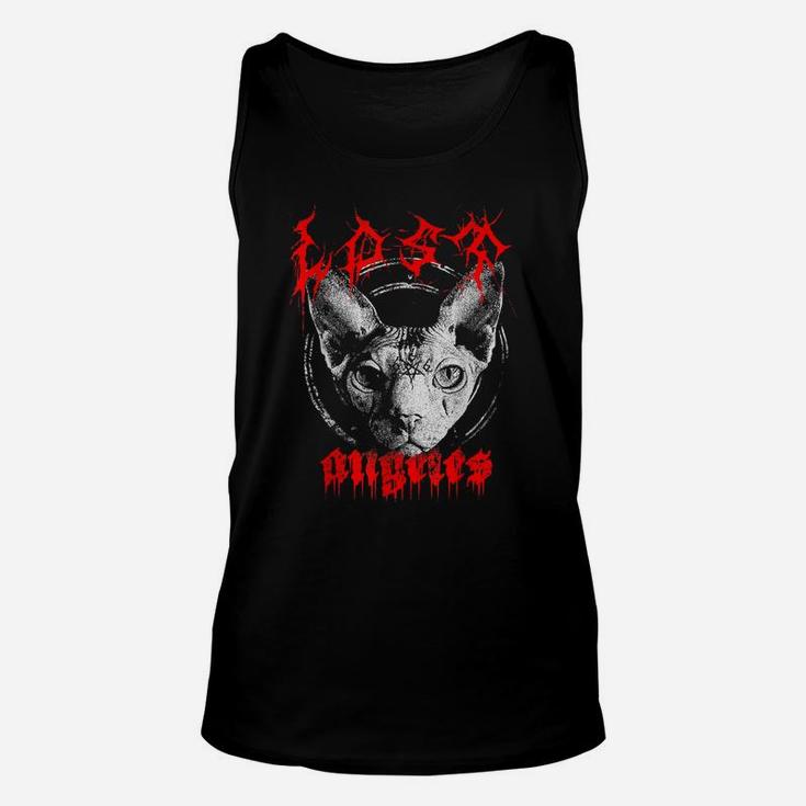 Edgy Gothic Clothing Sphynx Cat Lovers Occult Graphic Unisex Tank Top