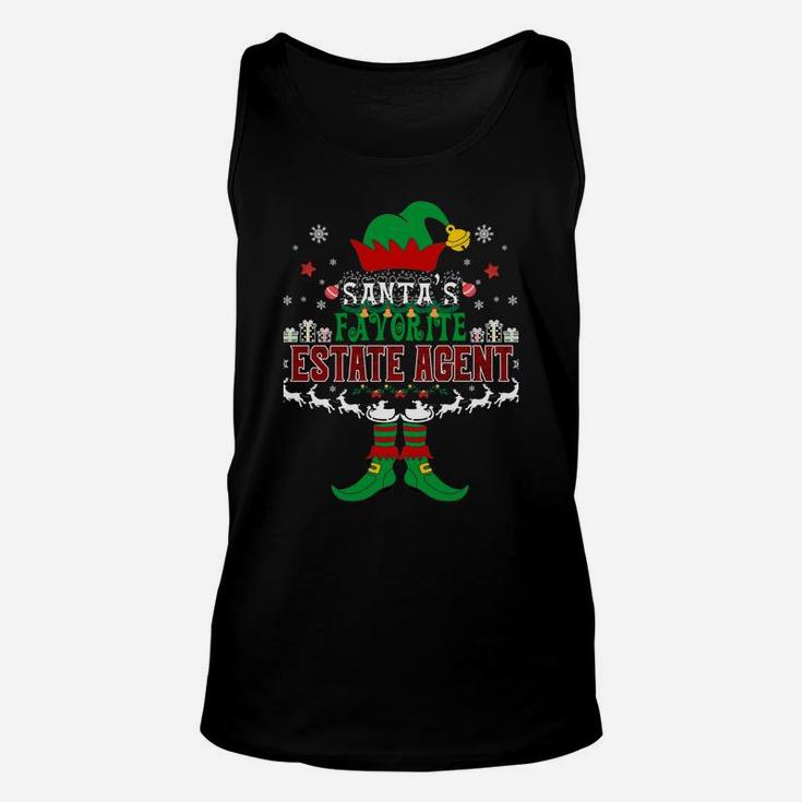 Elf Xmas Santa's Favorite Estate Agent Ugly Sweater Funny Sweatshirt Unisex Tank Top