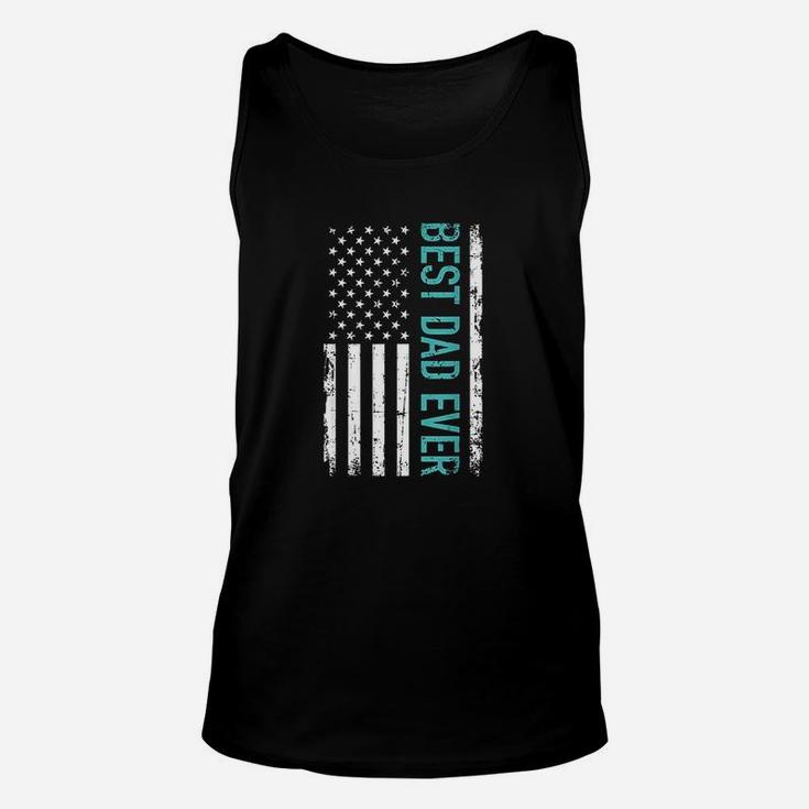 Fathers Day Best Dad Ever With Us American Flag Unisex Tank Top