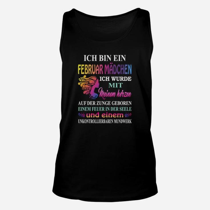 Februar Mädchen Geburtstags-Unisex TankTop, Spruch mit Drachenmotiv