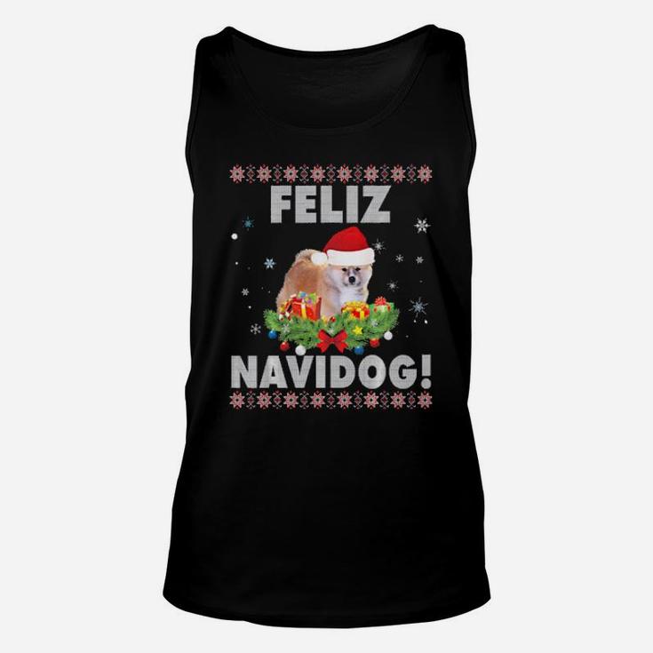 Feliz Navidog Akita Japanese Inu Dog Ugly Santa Unisex Tank Top