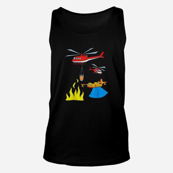 Firefighting Helicopters And Plane Fighting A Fire Unisex Tank Top
