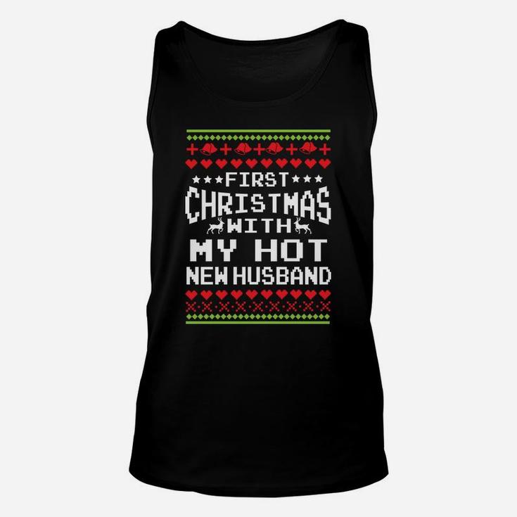 First Christmas With My Hot Husband Married Matching Couple Unisex Tank Top