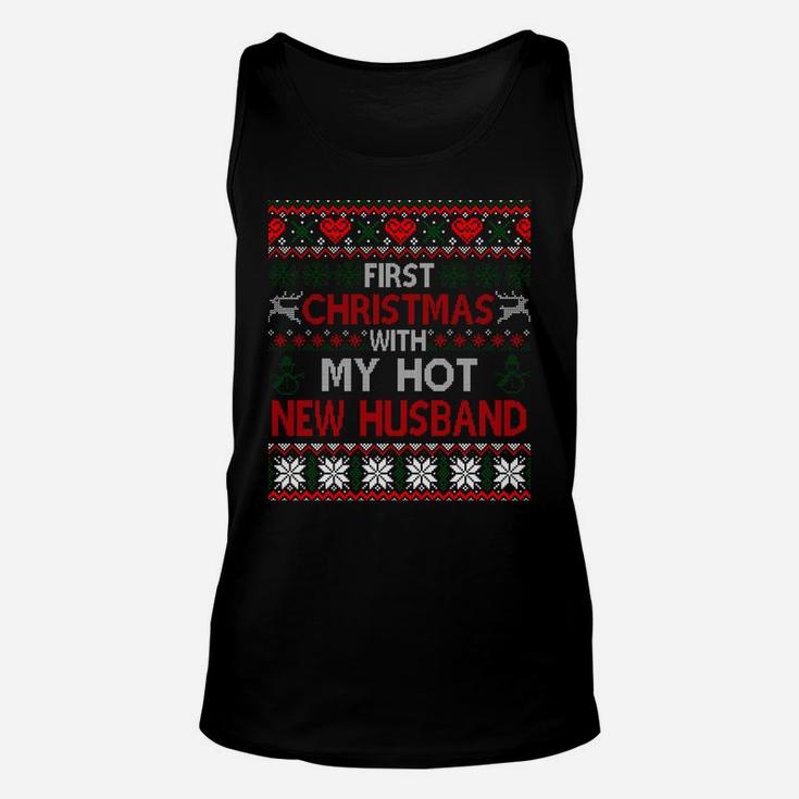 First Christmas With My Hot New Husband Matching Couple Sweatshirt Unisex Tank Top