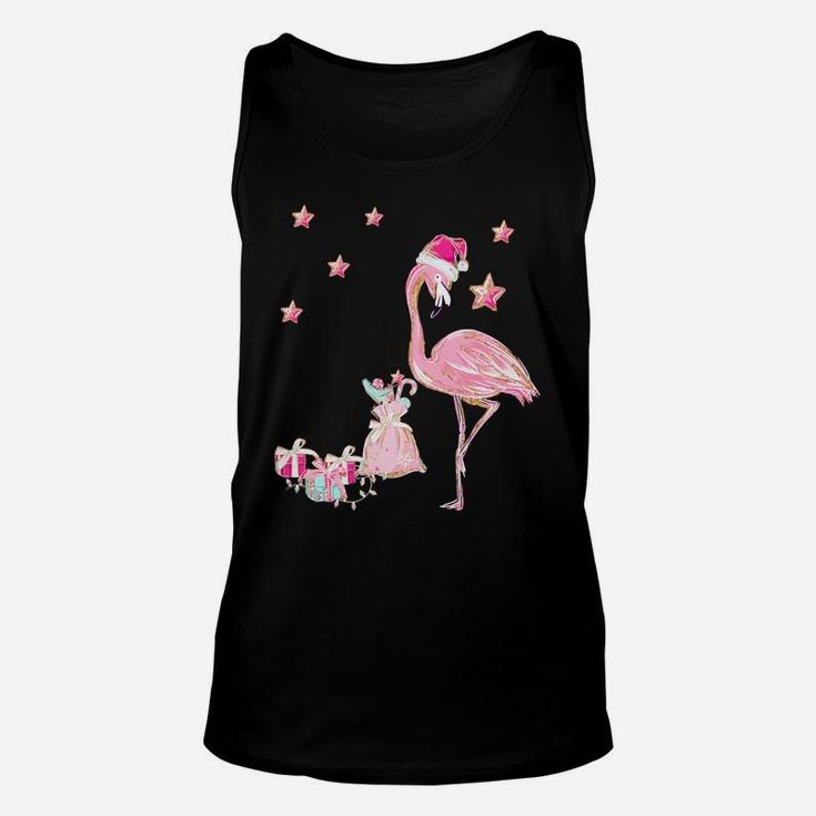 Flamingo Santa Clause Christmas Tee Gift Hawaiian Xmas Gift Sweatshirt Unisex Tank Top