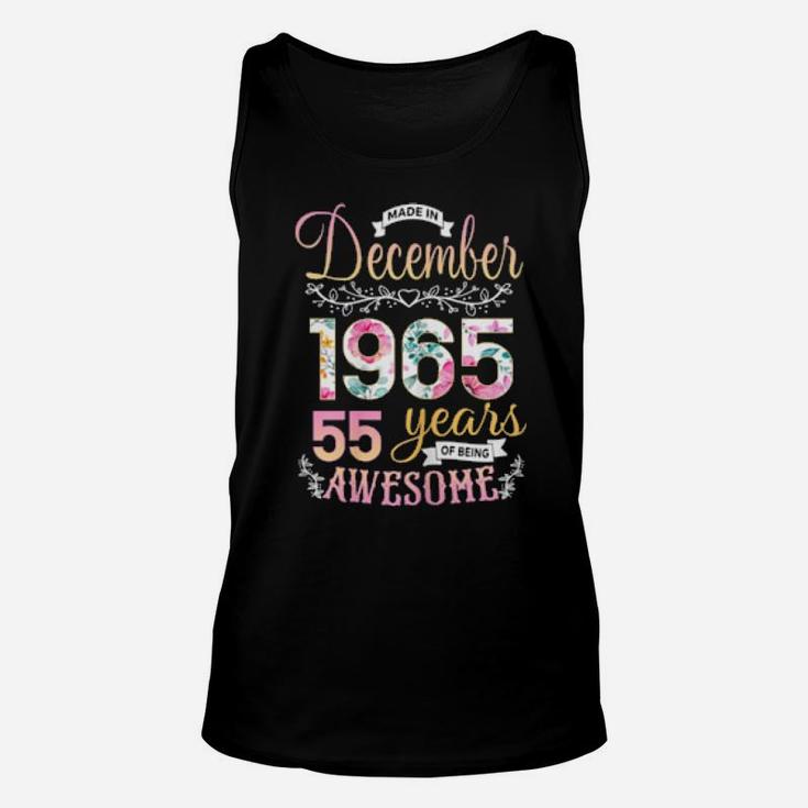 Floral 55 Birthday Made In December 1965 55 Years Old Unisex Tank Top