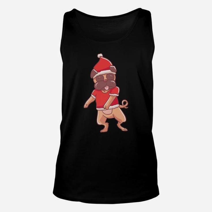 Flossing Santa Pug Dog Funny Ugly Christmas Shirt Gift Unisex Tank Top