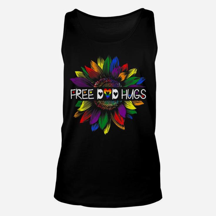Free Dad Hugs Gay Pride Lgbt Daisy Rainbow Flower Hippie Unisex Tank Top