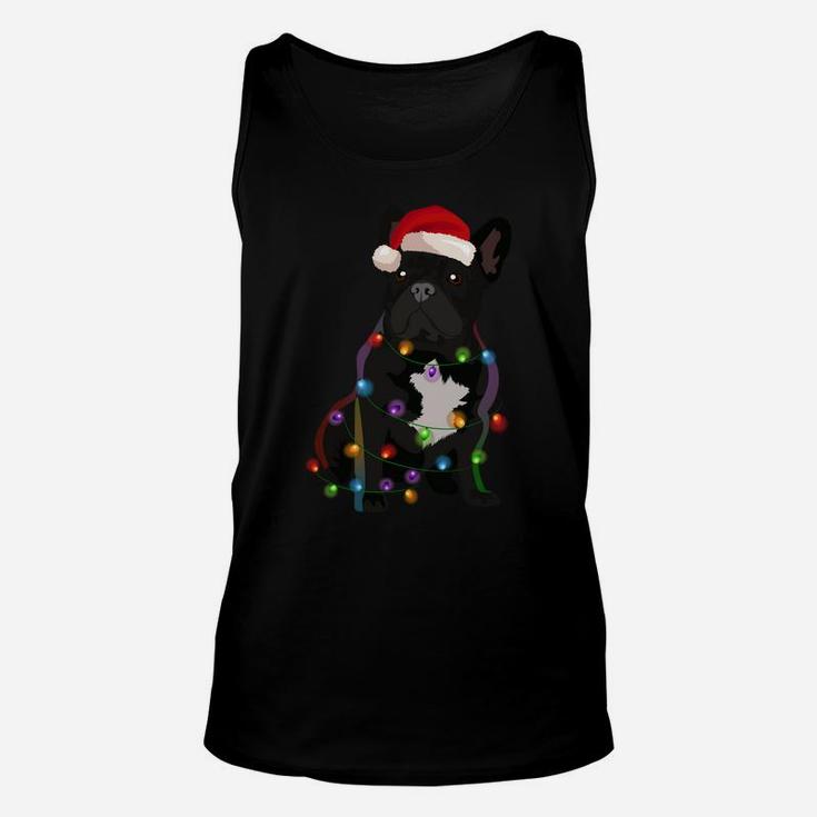 French Bulldog Frenchie Christmas Lights Xmas Dog Lover Sweatshirt Unisex Tank Top