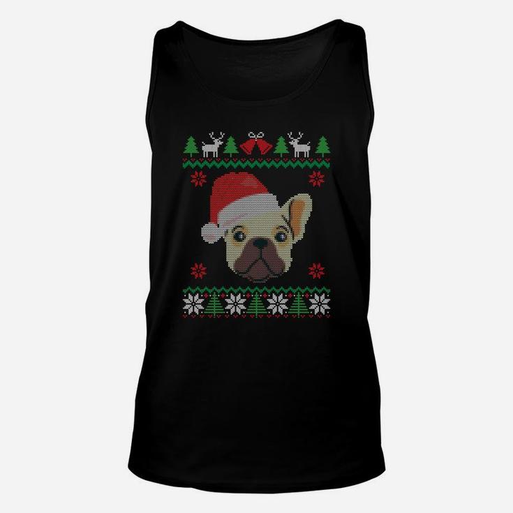 French Bulldog Santa Ugly Christmas Sweatshirt Holiday Dog Unisex Tank Top